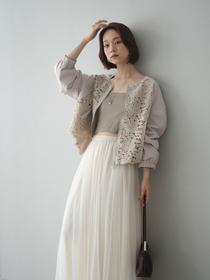 [SET]レースドッキングブルゾン+選べるアクセセット(2set)