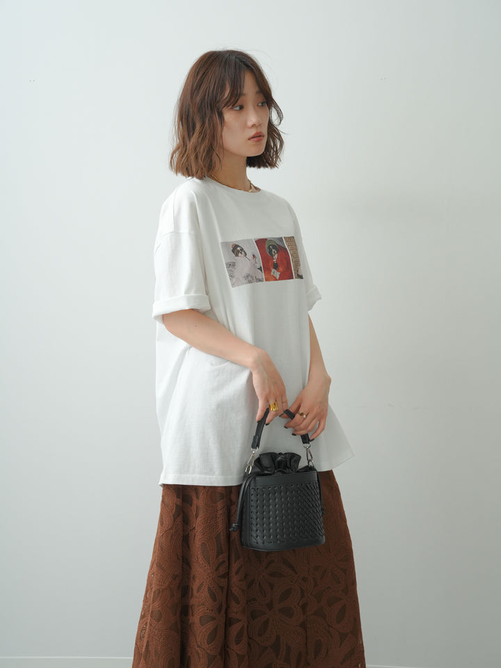 [SET]スリードッグフォトボックスTEE+フラワーレースレイヤードスカート(2set)