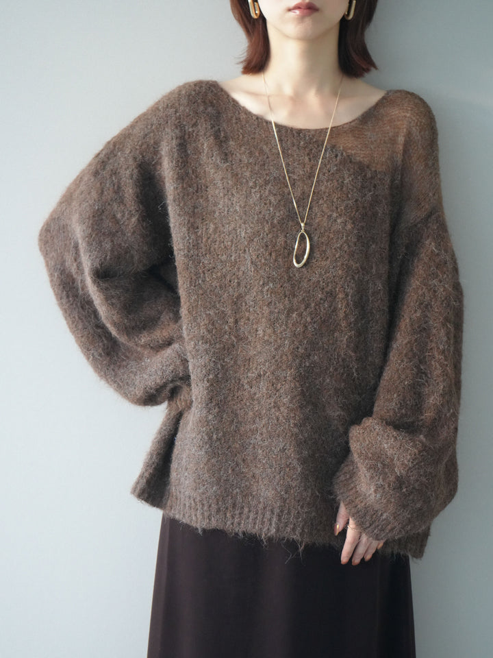 [SET]透かしデザインニットプルオーバー+ベルベットナロースカート(2set)