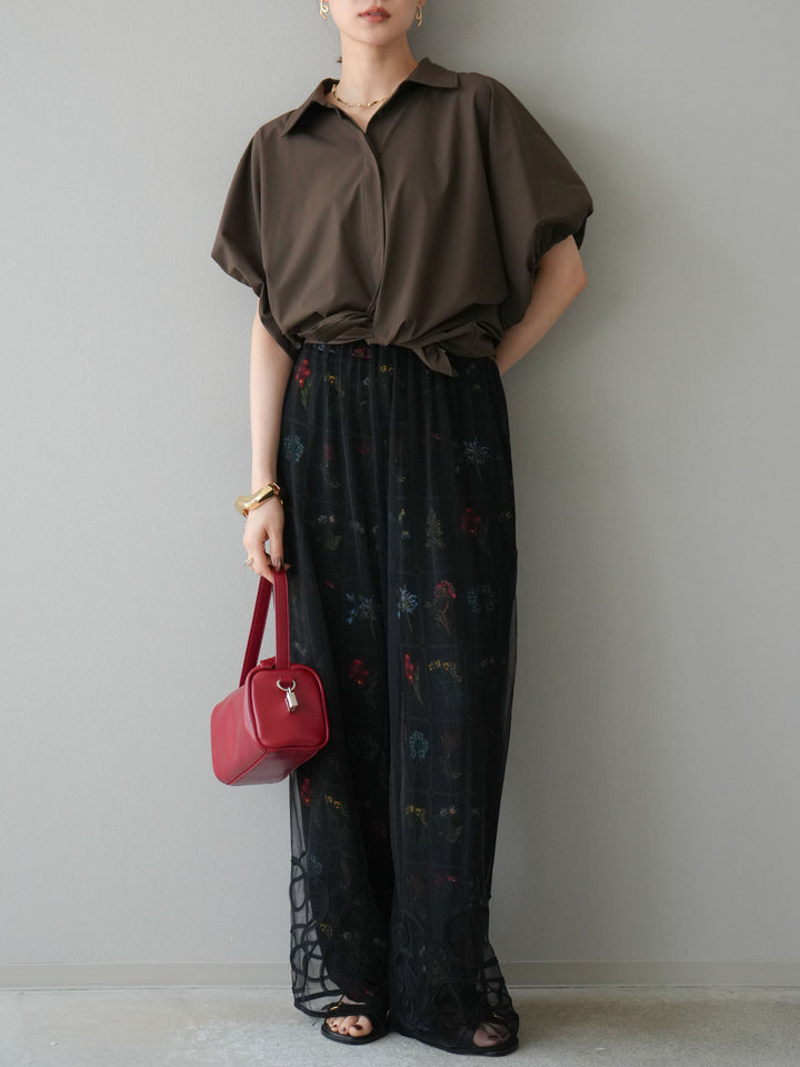 [予約]ICE TOUCHパフスリーブシャツ/ブラウン