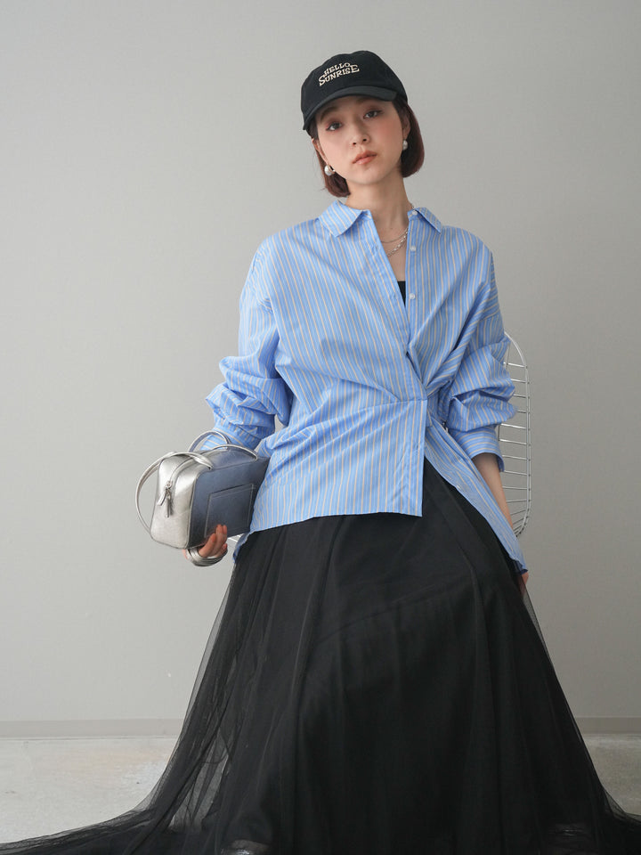 [SET]2wayルーズストライプシャツ+2wayルーズストライプシャツ(2set)