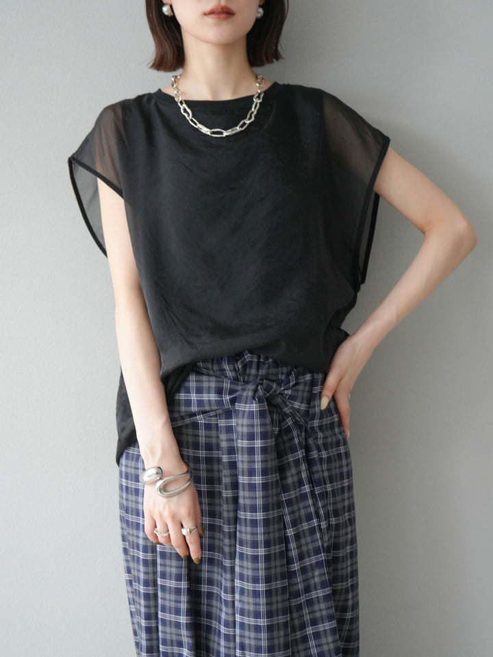 [予約]シアーレイヤードトップス/ブラック