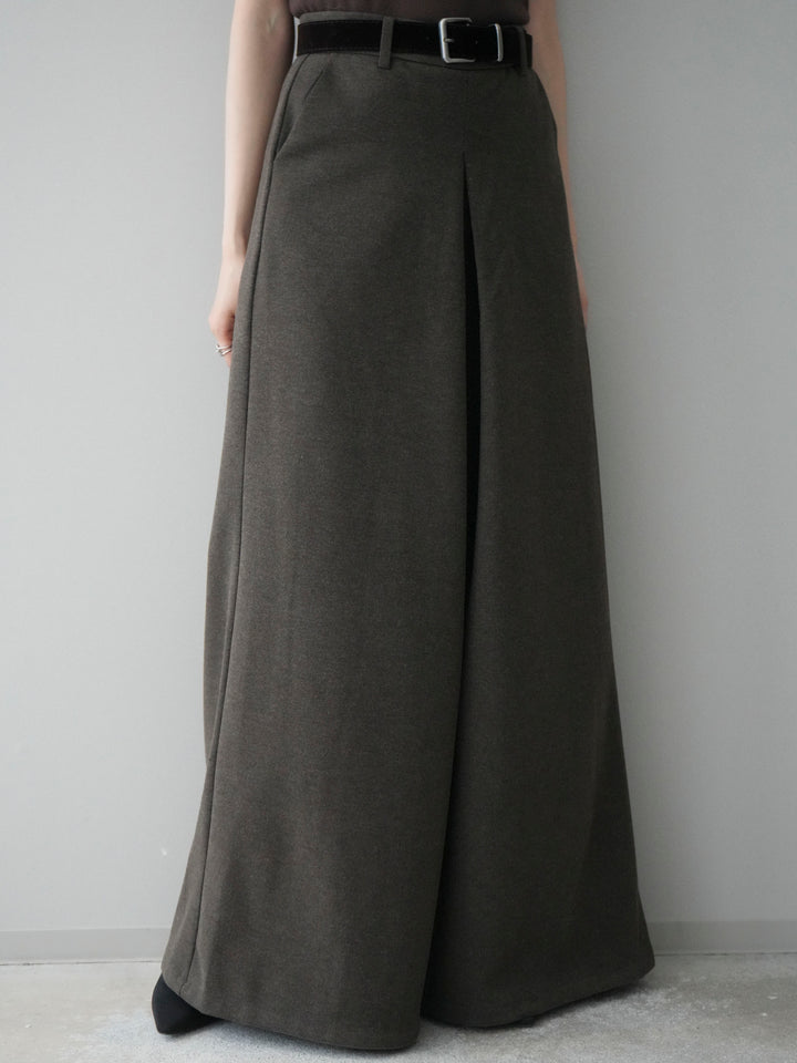 [予約]ベルト付きフロントタックワイドパンツ/brown