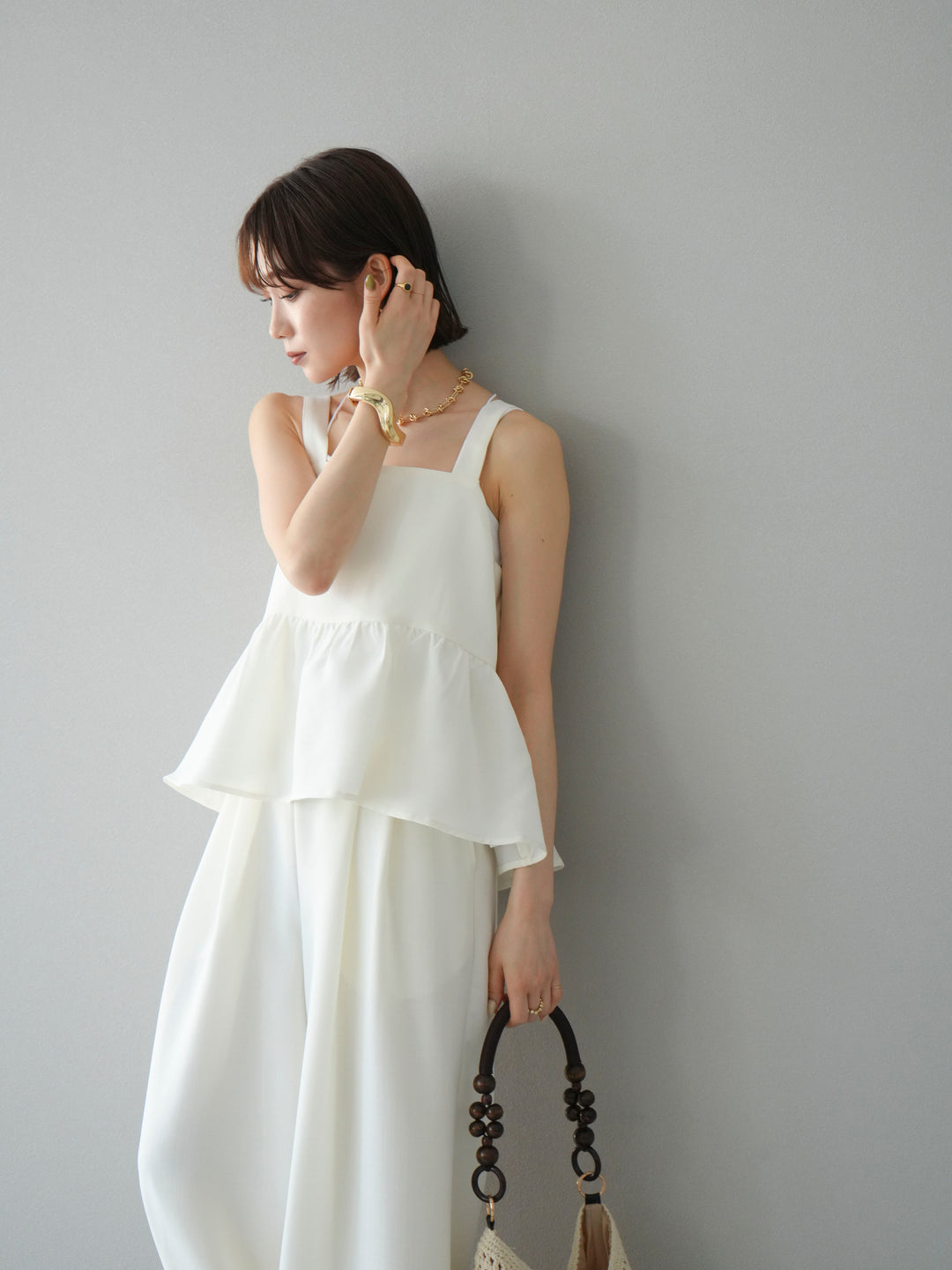 [予約]リネンライクビスチェ/アイボリー