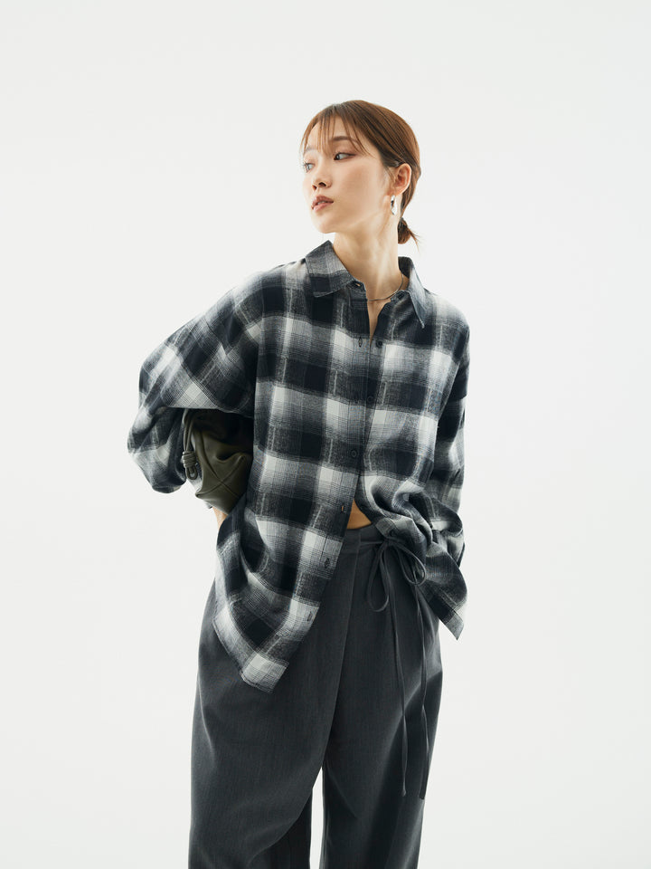 【Allure】[SET]オンブレチェックオーバーシャツ+オンブレチェックオーバーシャツ(2set)