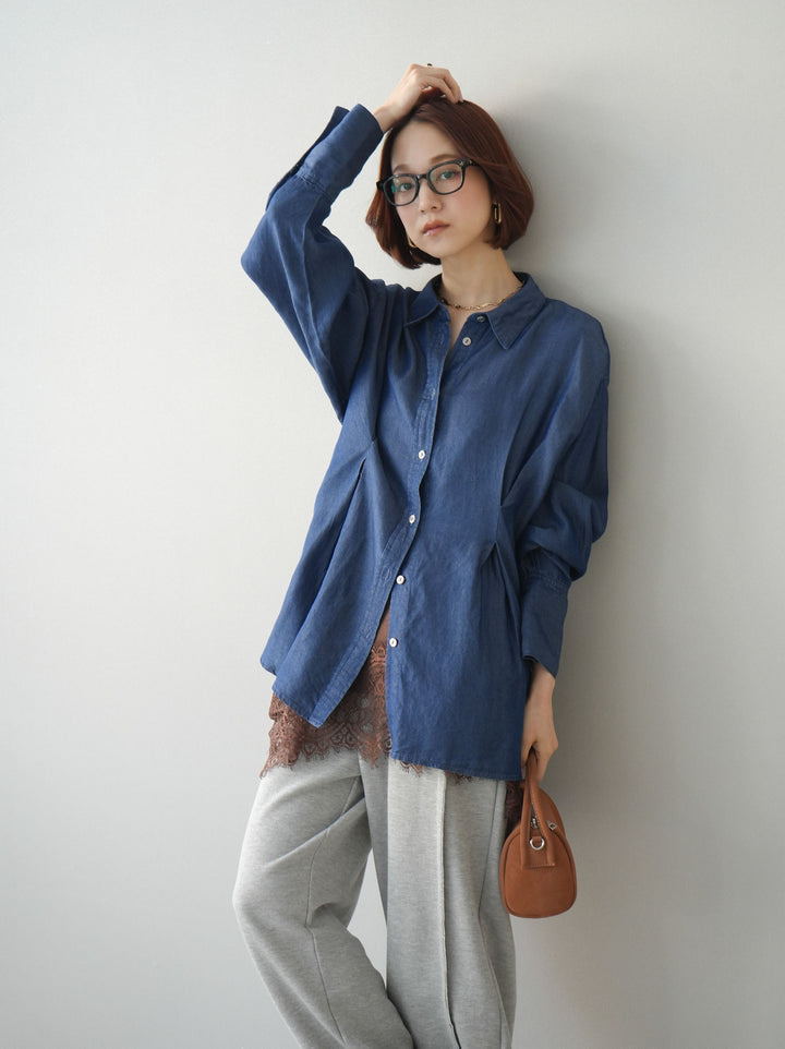 [予約]テンセルデニムタックシャツ/navy