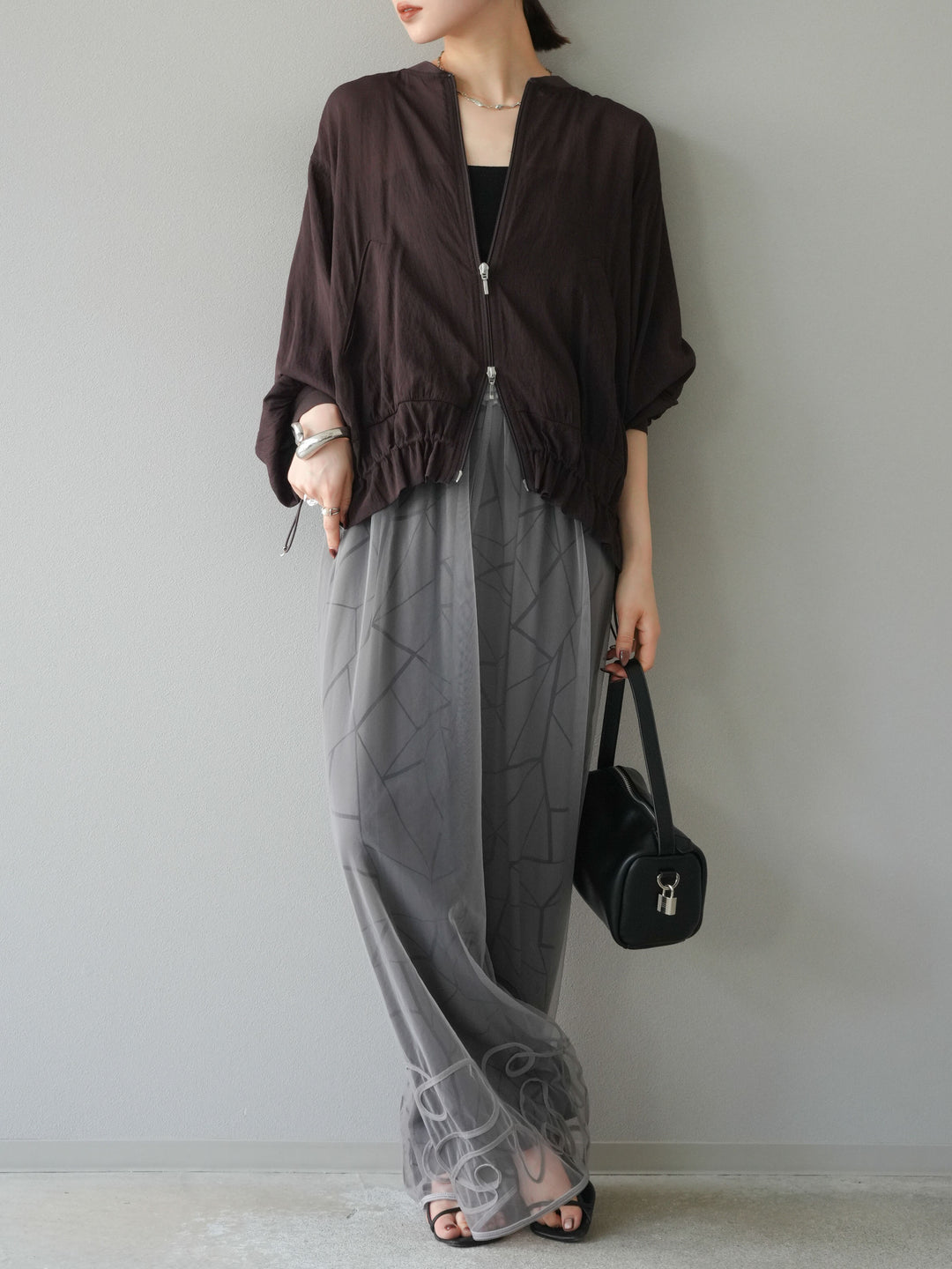 [預訂] Washer Sheer Blouson/棕色