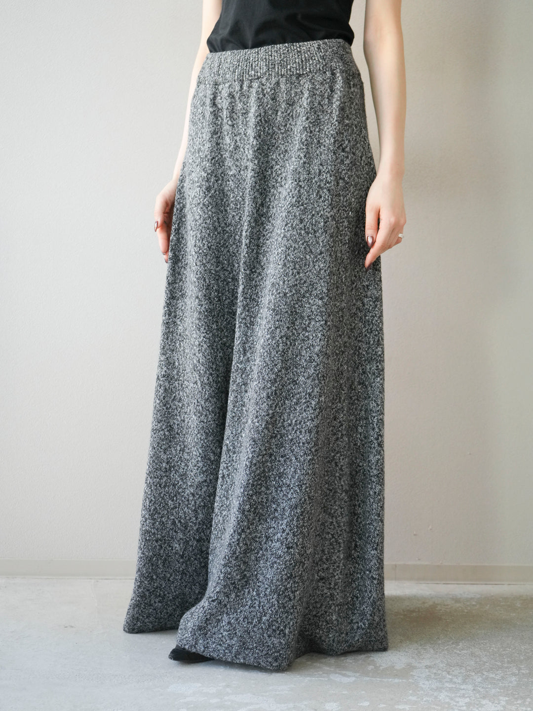 [予約]ミックスヤーンニットスカート/ブラック