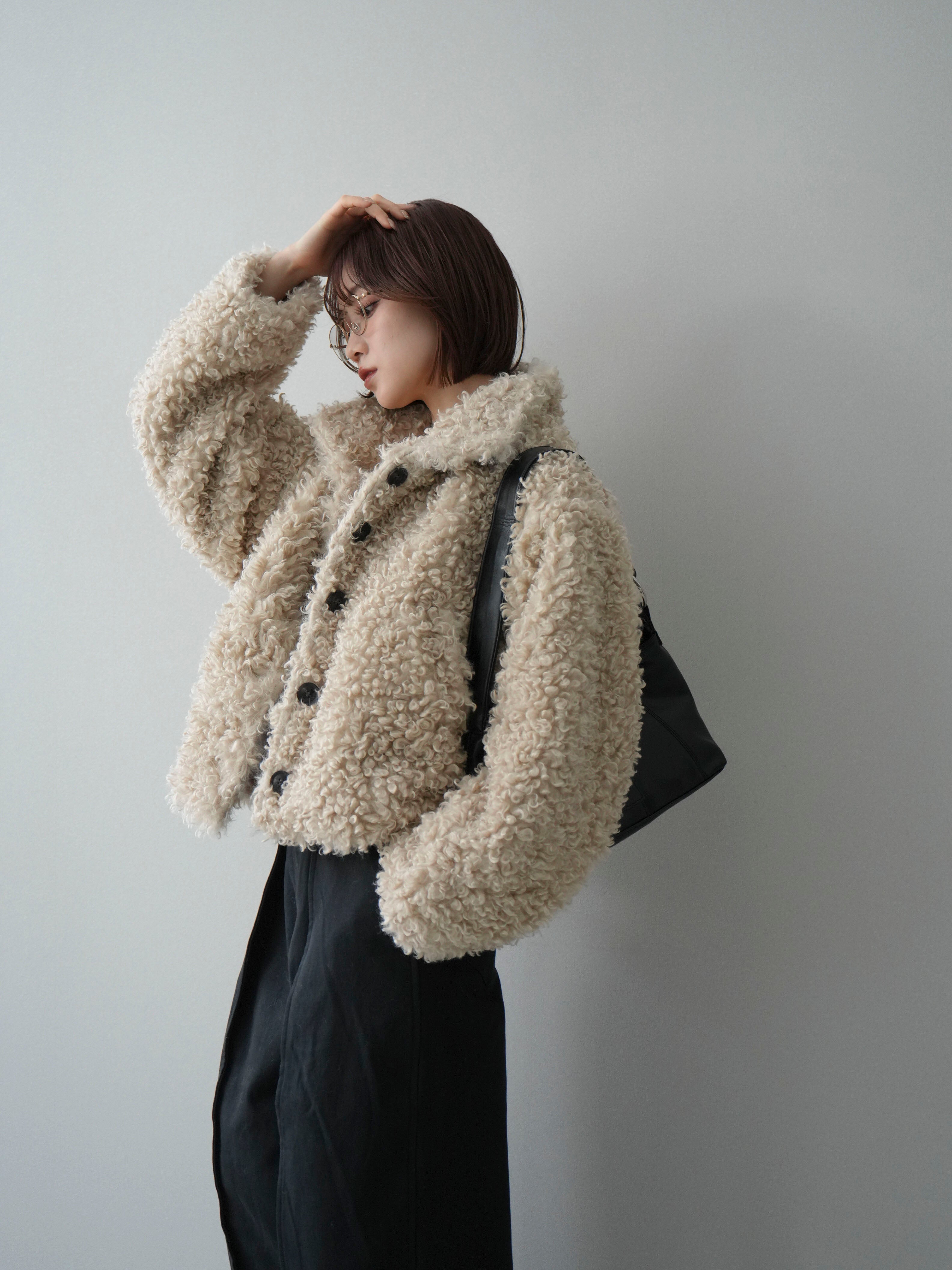 SET]プードルファーミドルスタンドブルゾン+選べるアクセセット(2set