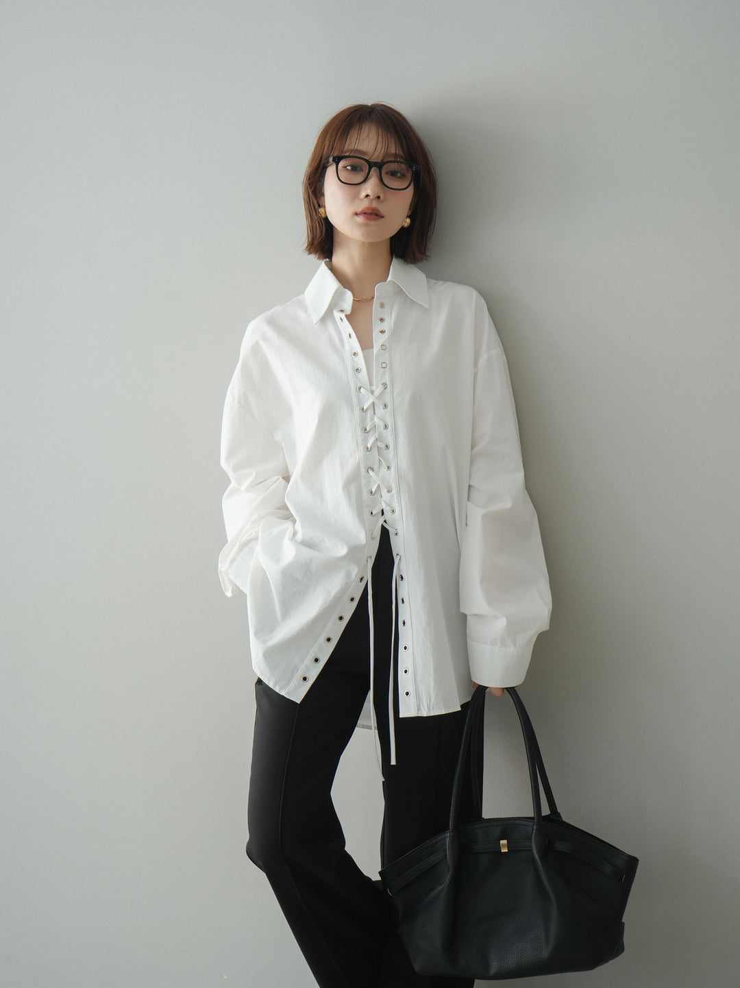 [SET]レースアップブロードシャツ+レースアップブロードシャツ(2set)