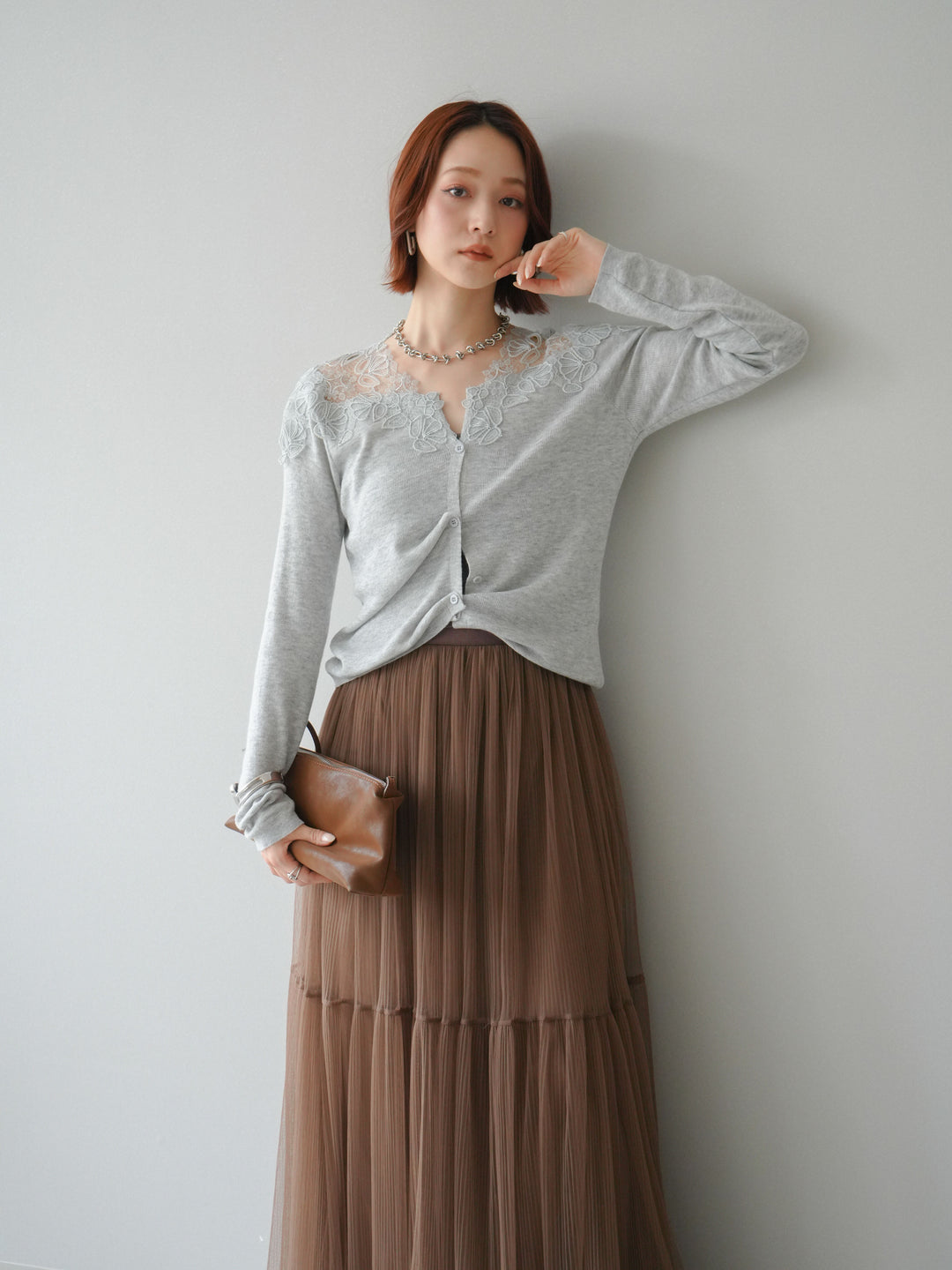 [SET]ショルダーレースニットカーディガン+ショルダーレースニットカーディガン(2set)