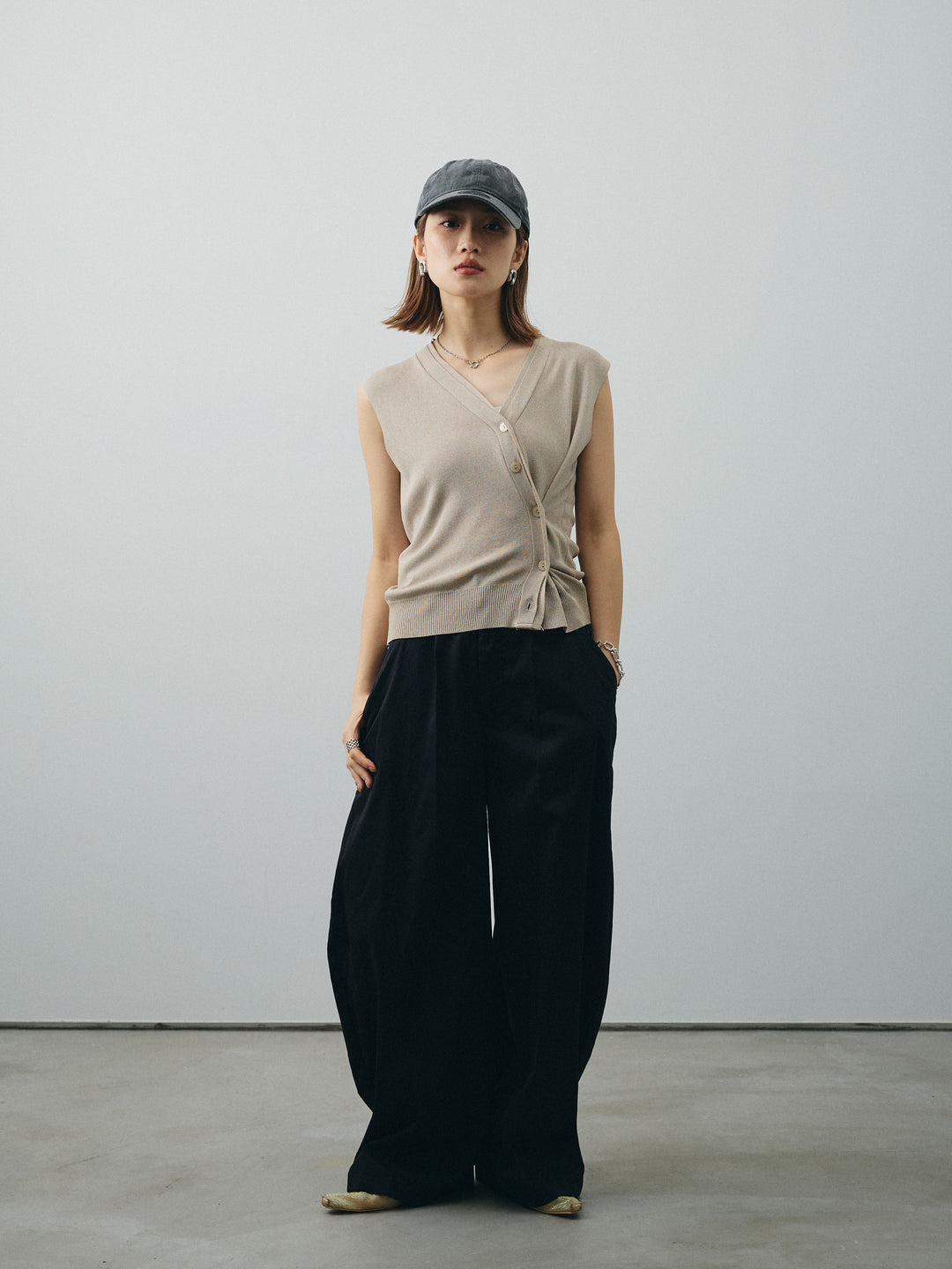 [予約]コクーンワイドチノパンツ/ブラック