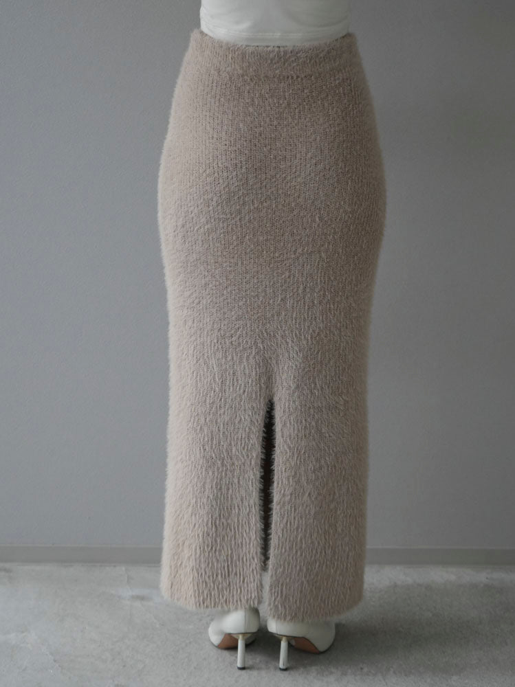 [Pre-order] Shaggy knit tight skirt/beige