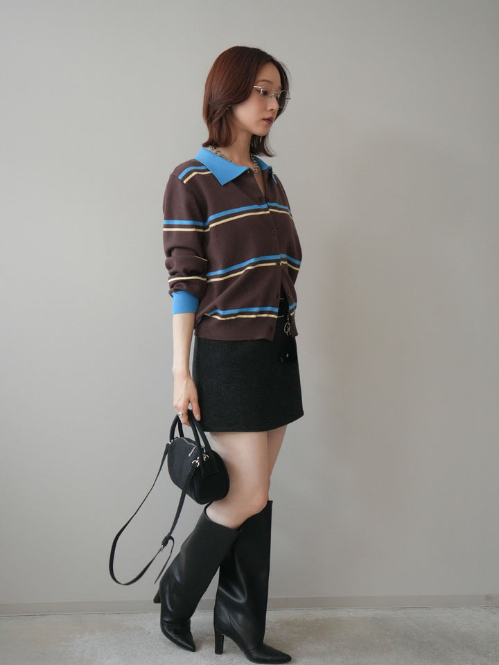 [予約]ウールタッチベルト付ミニスカート/black