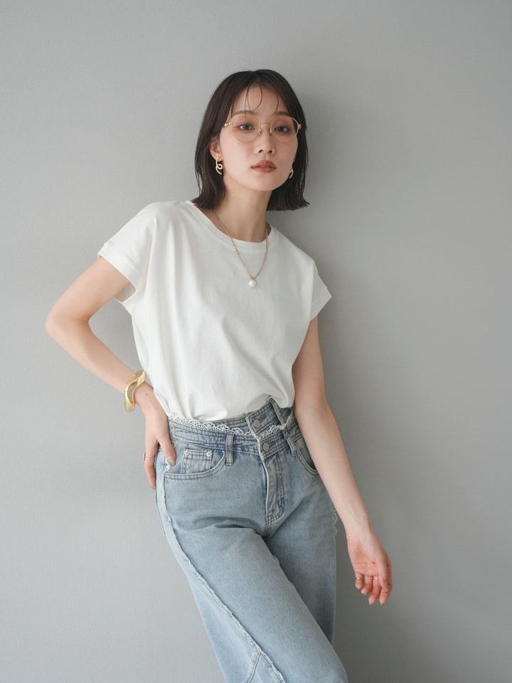 [予約]フレンチスリーブTシャツ/オフホワイト　　