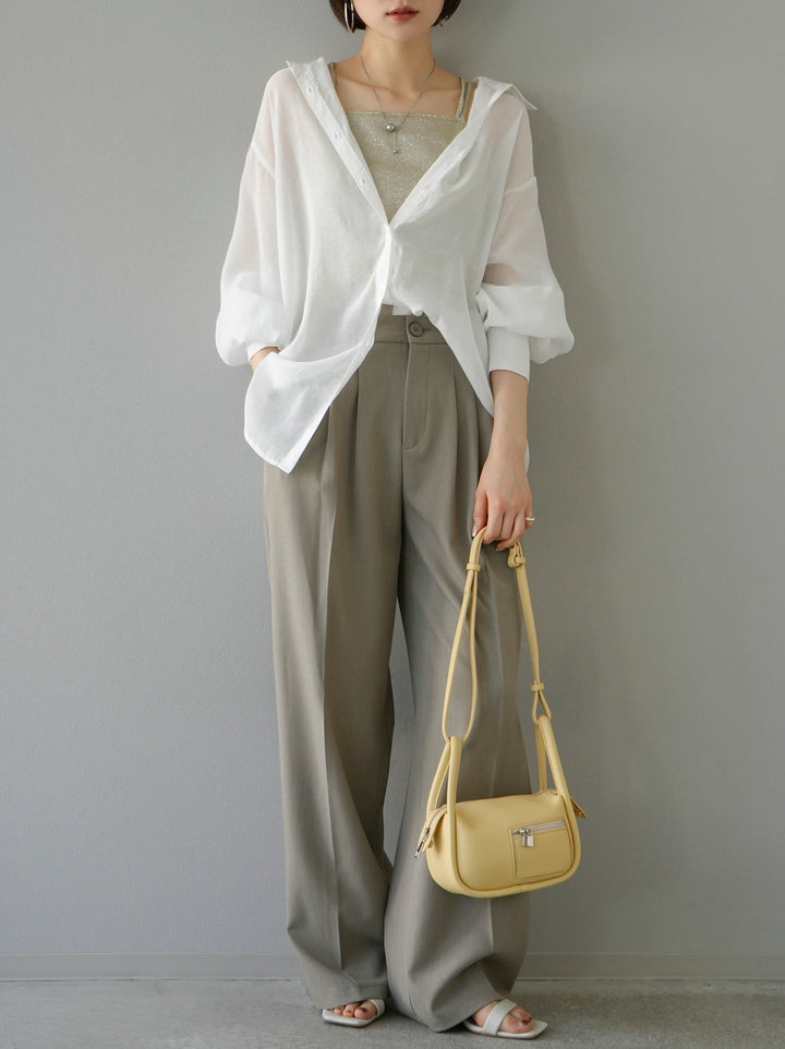 [Pre-order] 3-pleat wide pants/beige