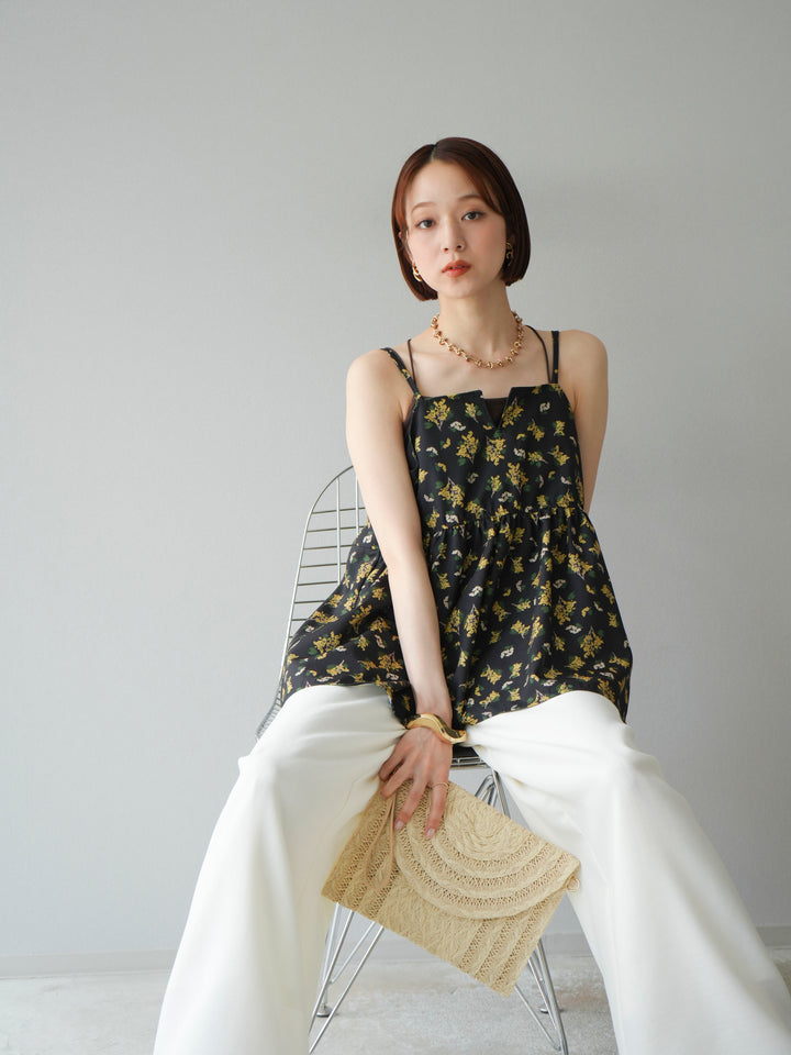 [予約]ブーケプリントキャミソール/ブラック