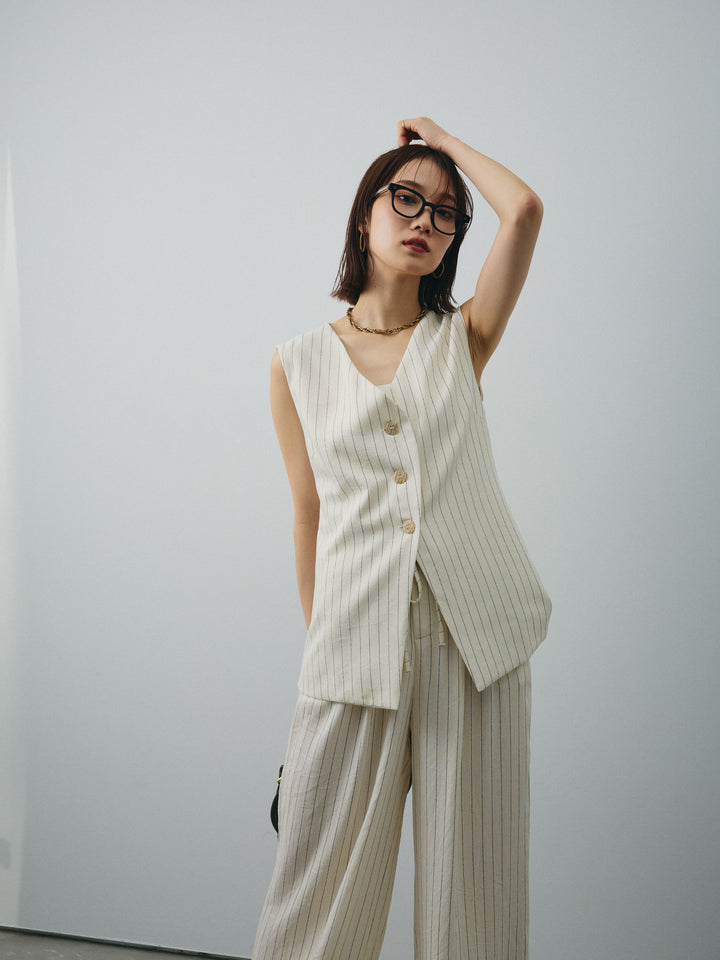 [SET]ストライプベスト＆ワイドパンツSET UP+ストライプベスト＆ワイドパンツSET UP(2set)