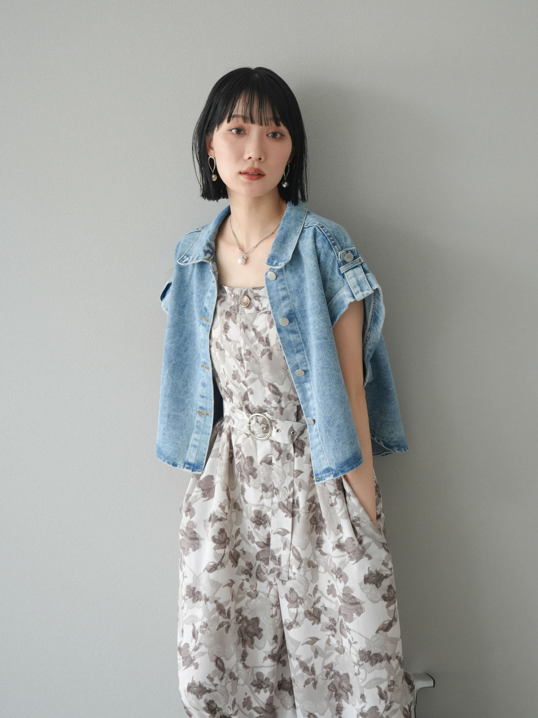 [予約]デニムショートハーフジャケット/ライトブルー