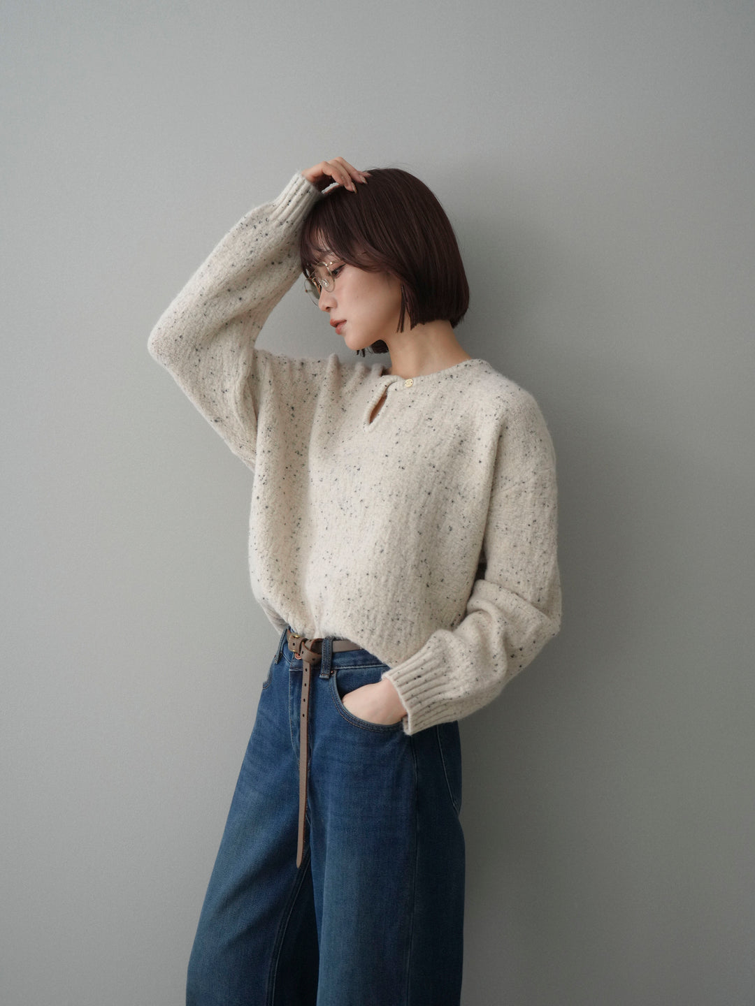 [SET]ツイストネックラメネップヤーンニットプルオーバー+ツイストネックラメネップヤーンニットプルオーバー(2set)