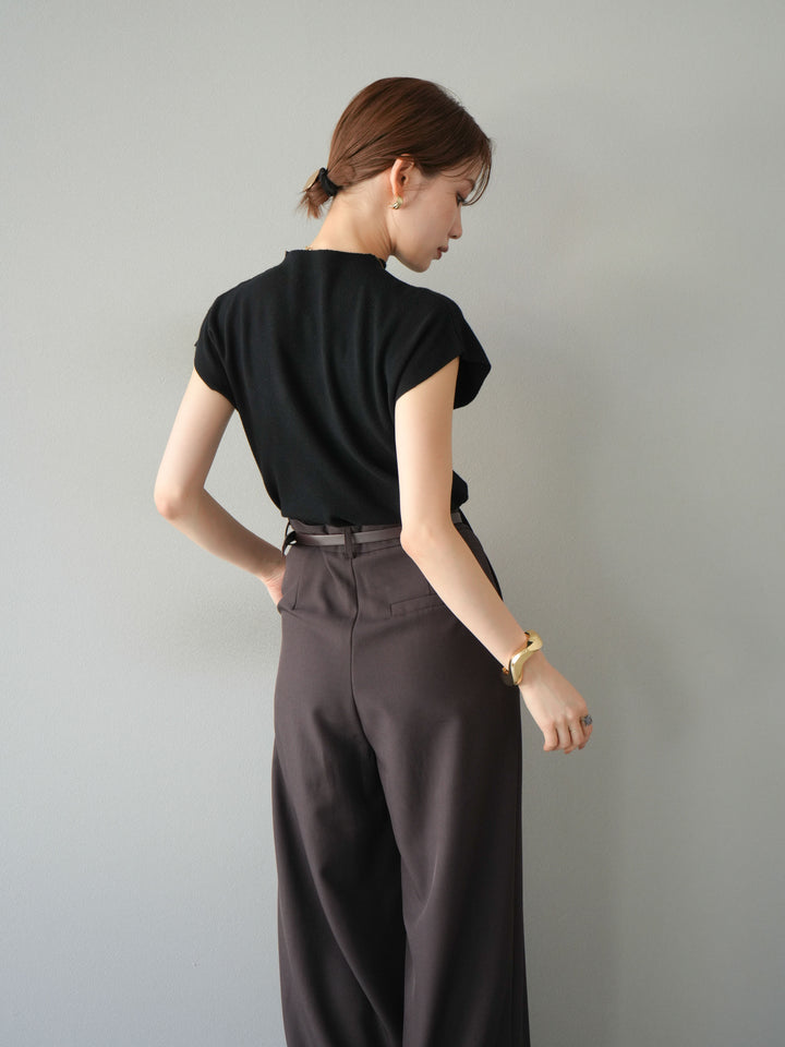 [予約]プチネックフレンチニットトップス/ブラック