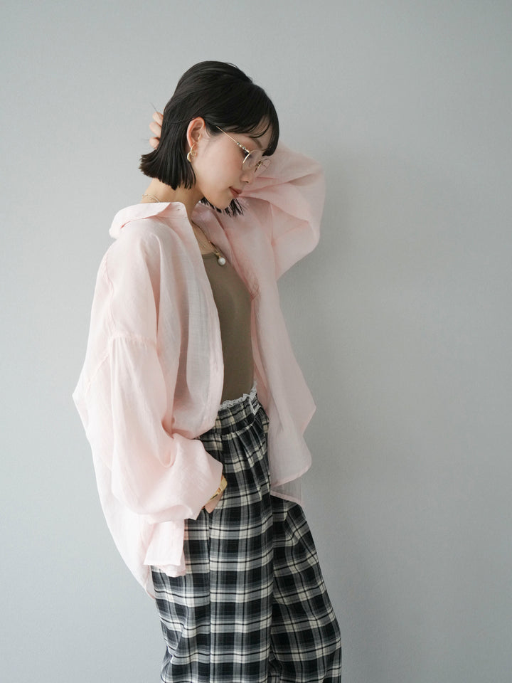 [予約]ドライタッチシアーオーバーシャツ/ピンク