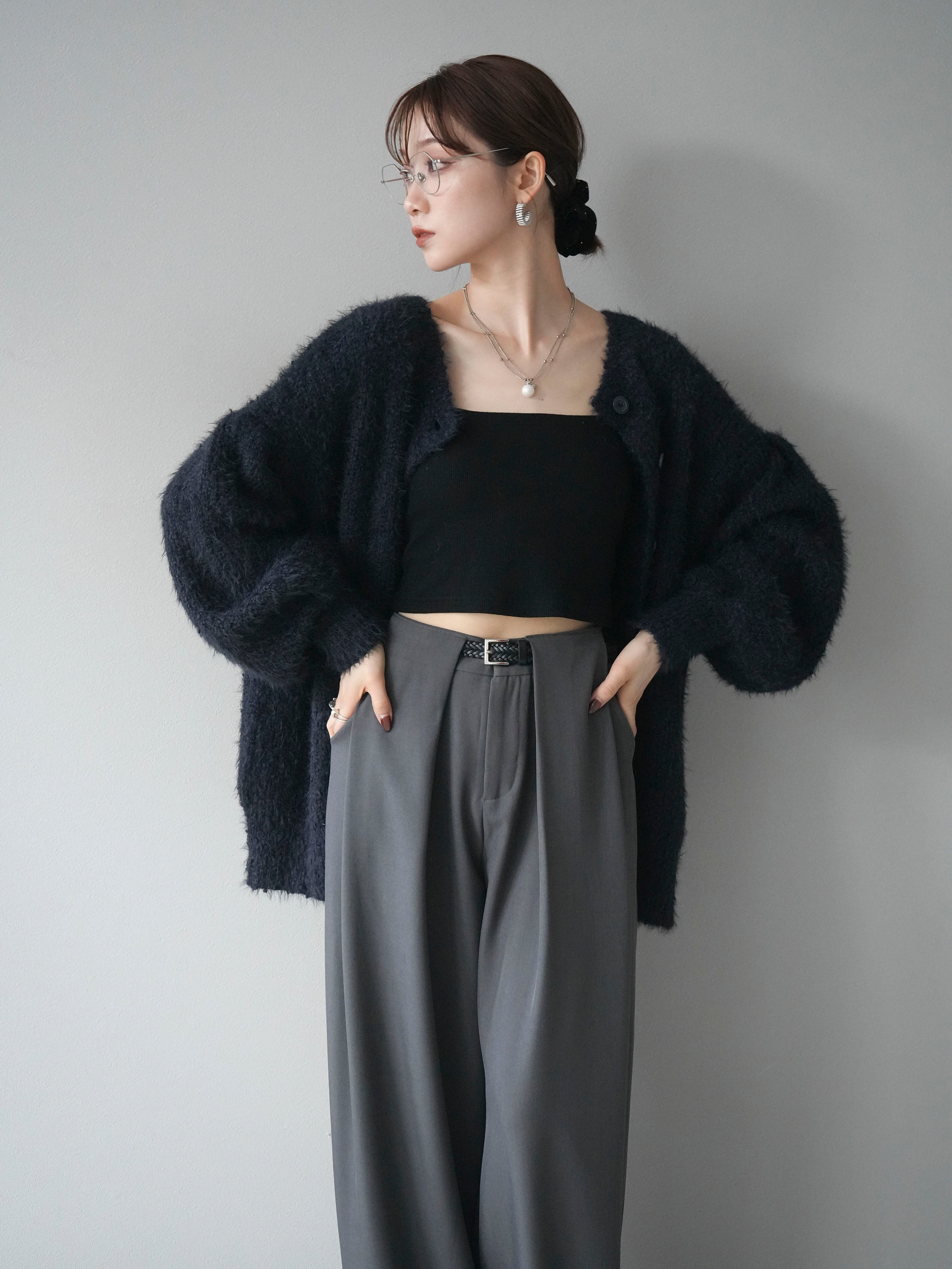 クラネ　シャギーオーバーカーディガン　ネイビー　size2 美品 CLANE（クラネ）の「SHAGGY OVER CARDIGAN（カーディガン/ボレロ