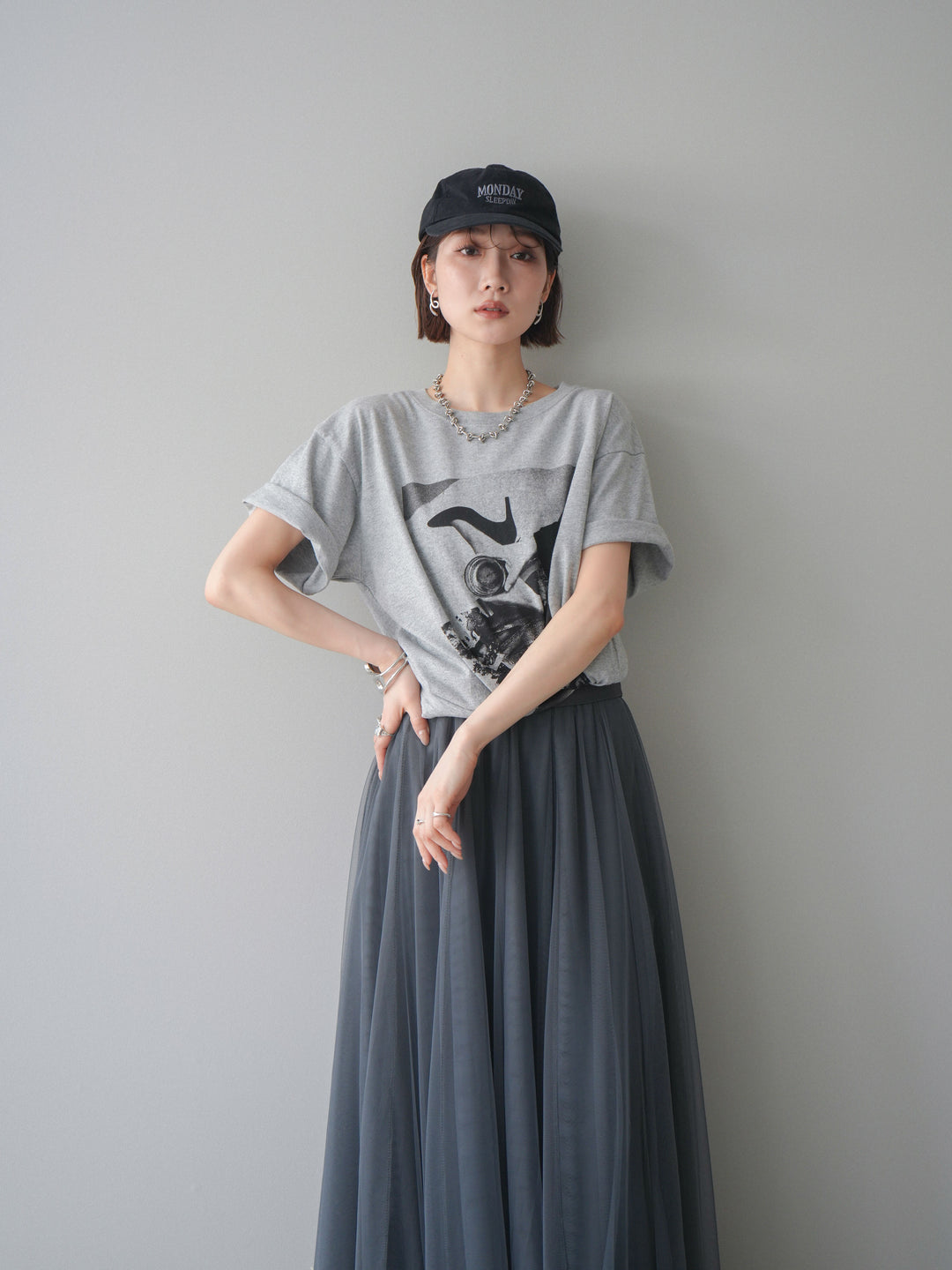 [予約]モノクロフォトTシャツ/mokugray1