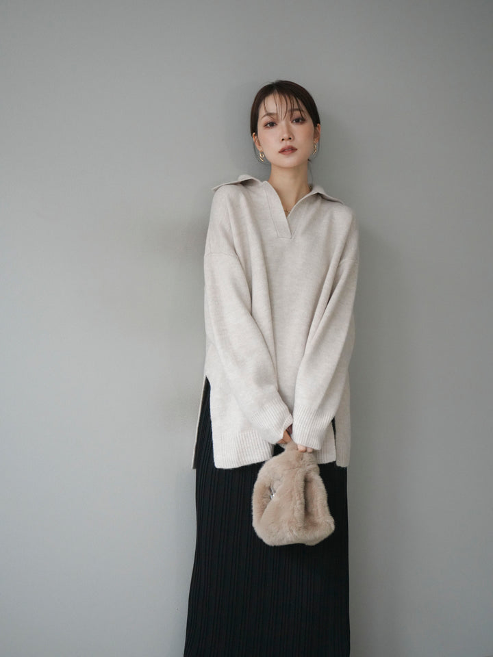 [予約]スキッパーオーバーニットプルオーバー/oatmeal