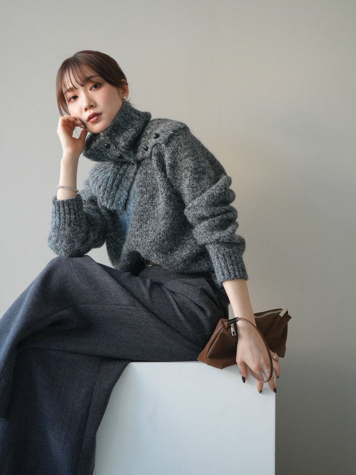 [予約]ネック付MIXニットアンサンブル/gray