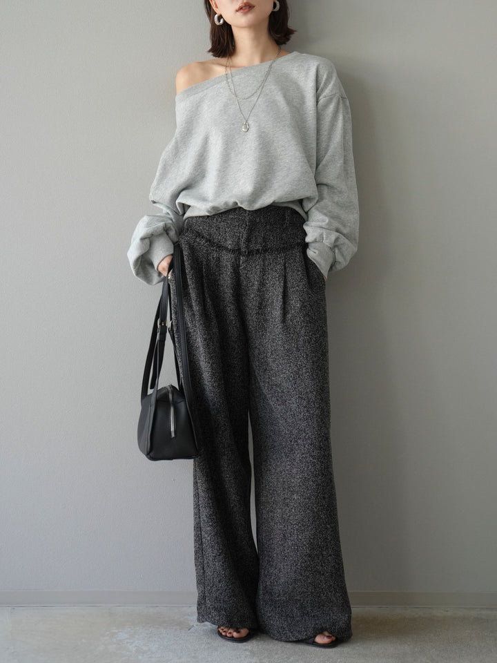 [予約]オフショルスウェットプルオーバー/杢グレー