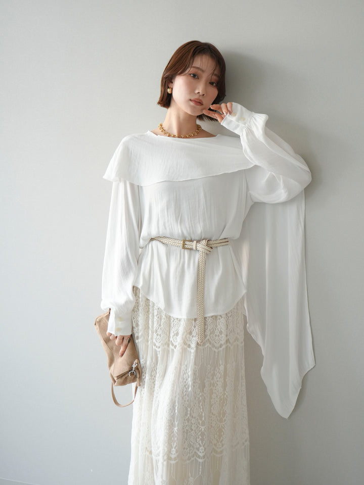 [予約]シルキードレープブラウス/white