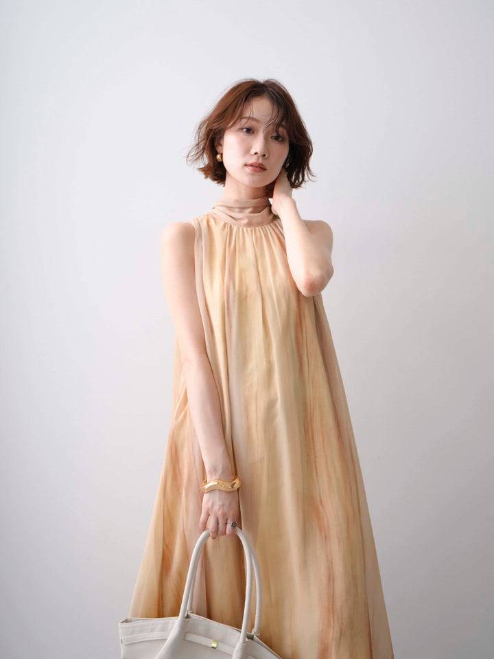[予約]ニュアンスストライプバックリボンノースリワンピース/yellow
