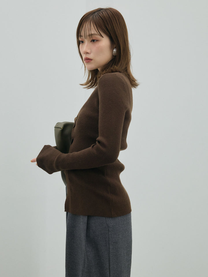 【Allure】[SET]フロントツイストリブニットトップス+フロントツイストリブニットトップス(2set)