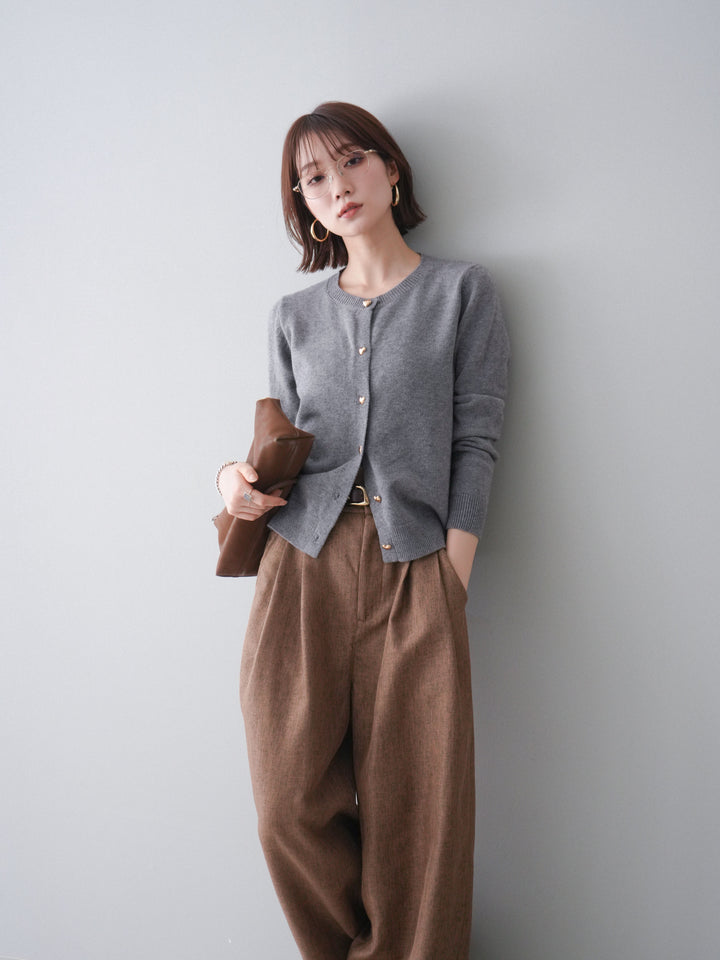 [予約]ハートボタンニットカーディガン/gray
