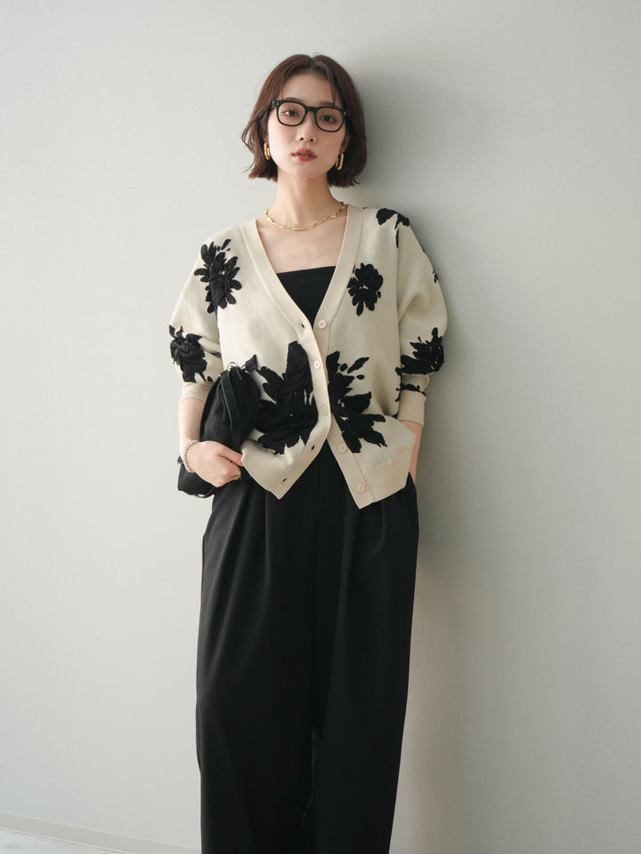 [SET]フラワージャガードニットカーディガン+フラワージャガードニットカーディガン(2set)