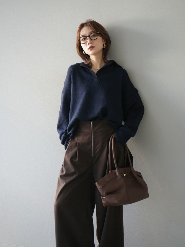 [予約]スキッパーオーバーニットプルオーバー/navy