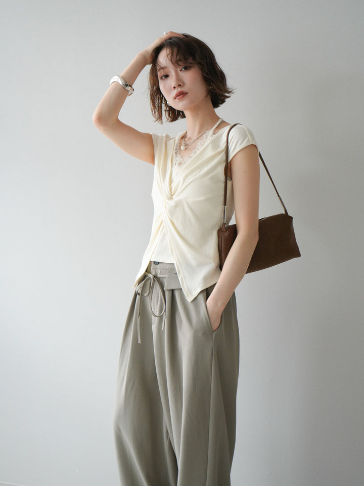 【套裝】前扭紋羅紋上衣 + 前扭紋羅紋上衣（兩件組）