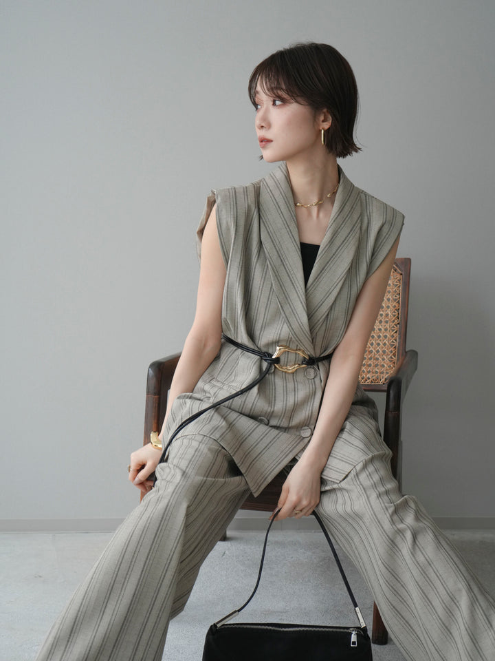 [SET]モチーフベルト付ストライプジレ＆パンツSETUP