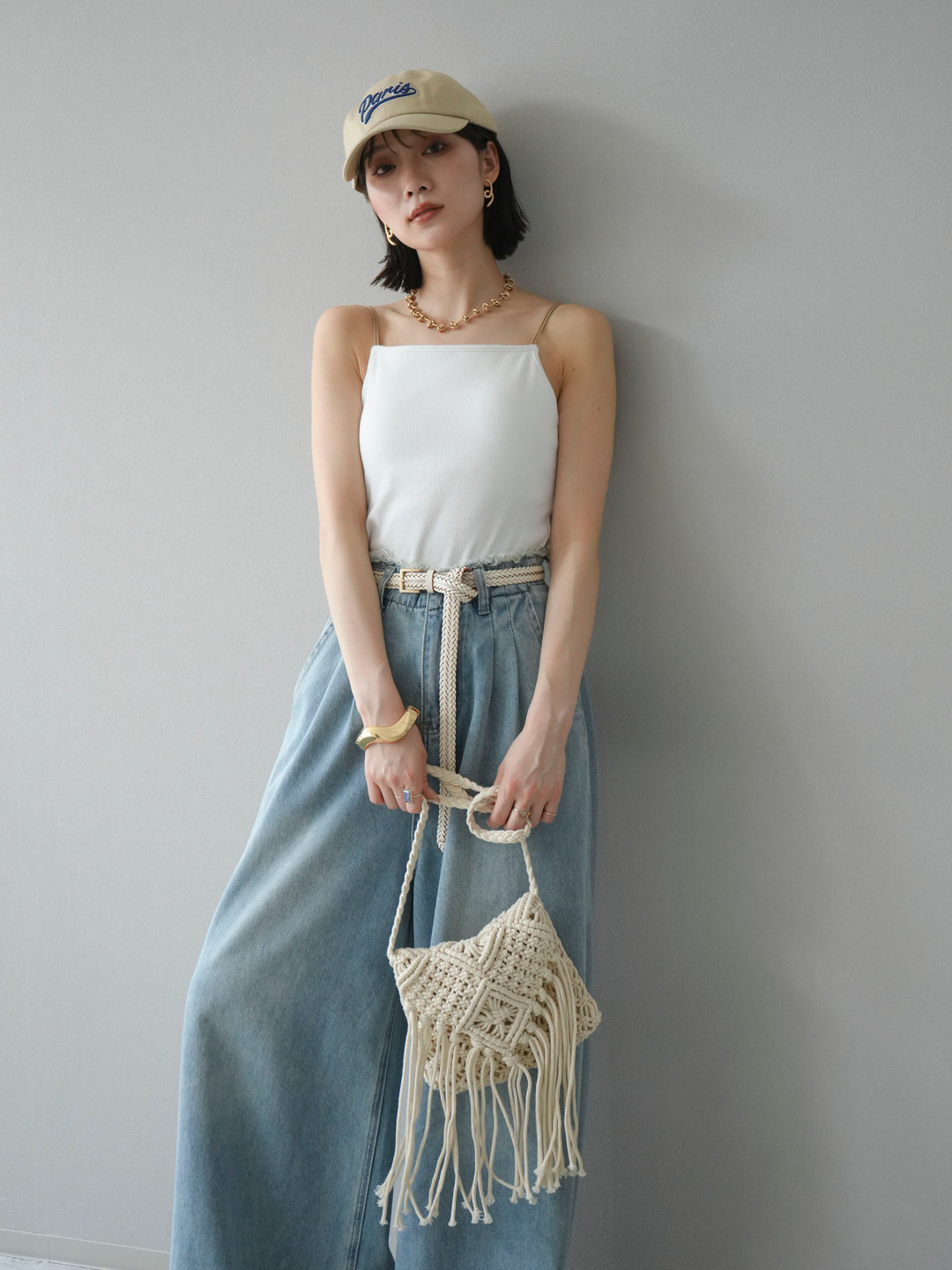 [予約]バイカラーストラップカップ付キャミソール/オフ