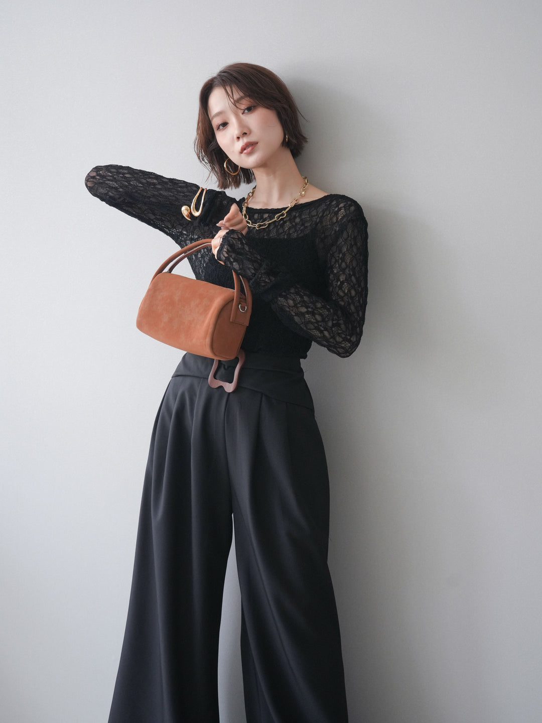 [予約]バックラウンドジャガードレーストップス/black
