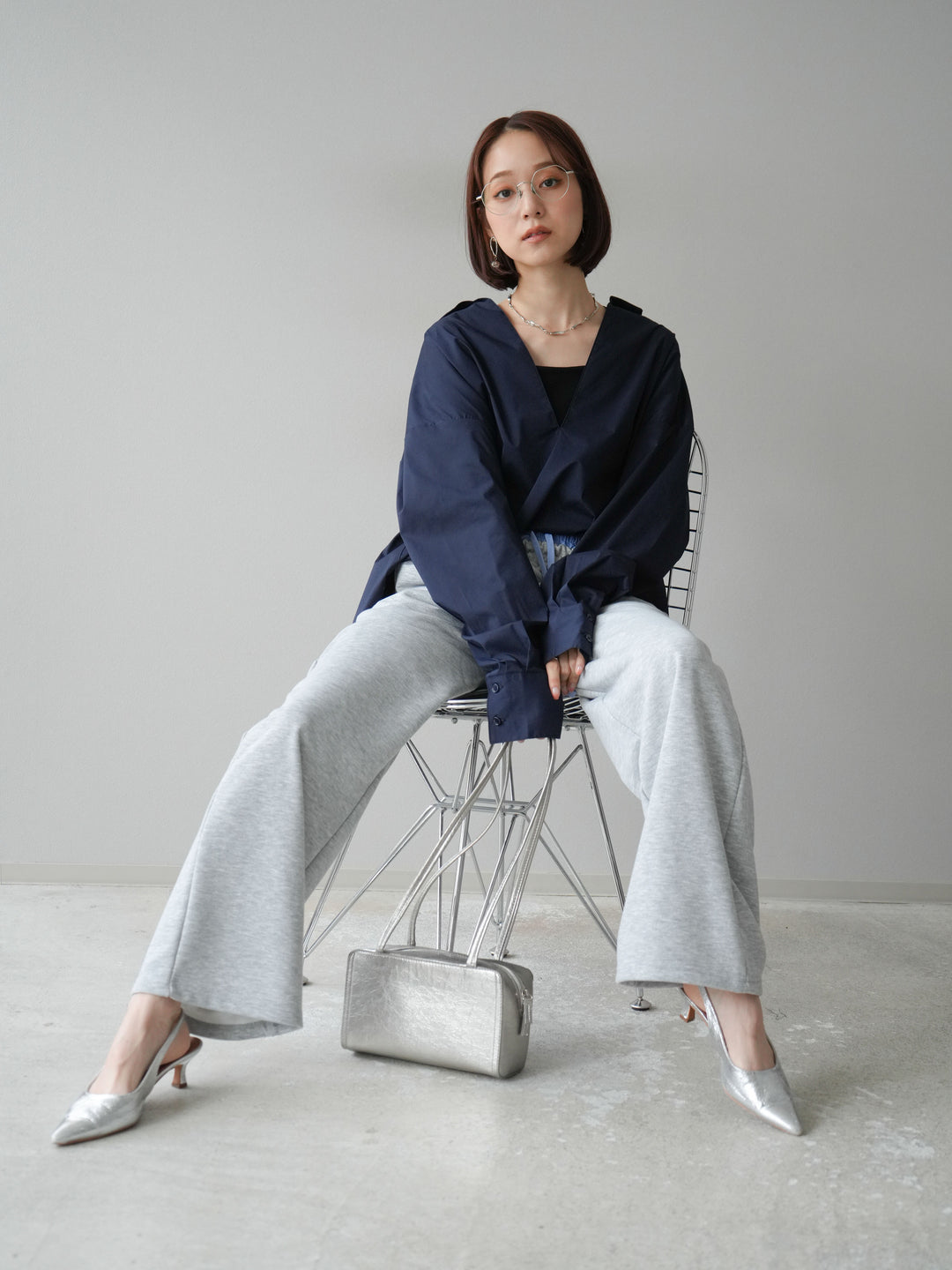 [予約]ブロードディープスキッパーブラウス/ネイビー