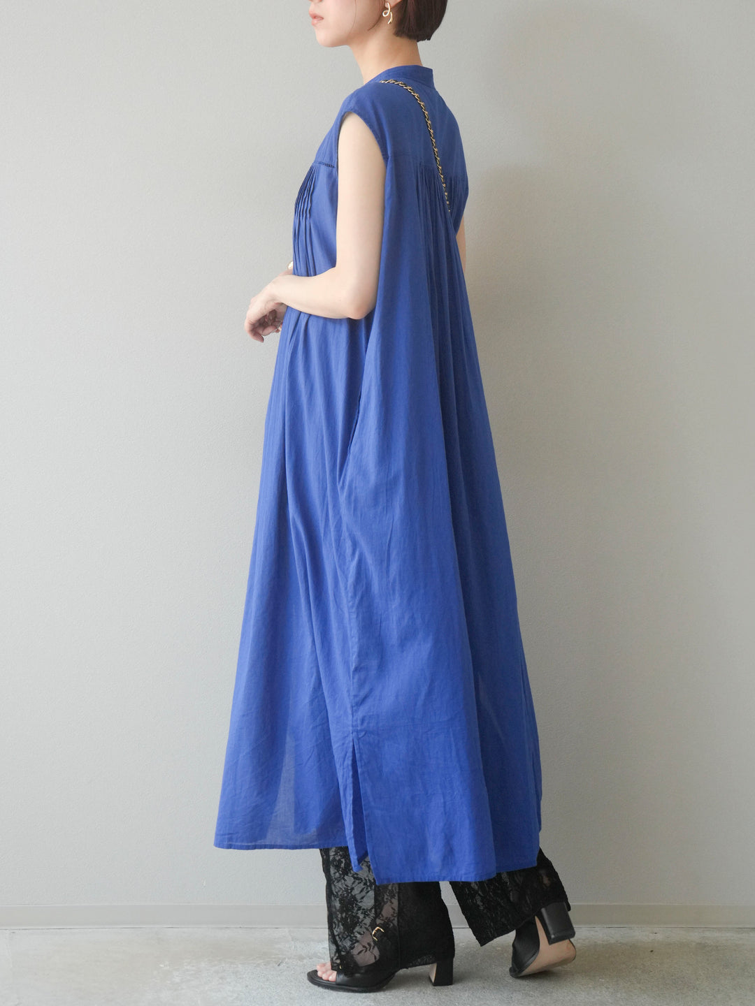 【預購】拼布蕾絲寬褲/黑