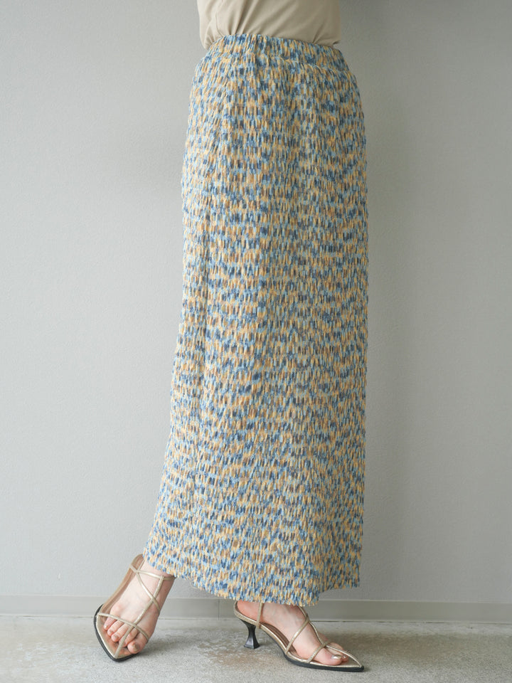 [予約]マルチカラーランダムプリーツタイトスカート/イエロー