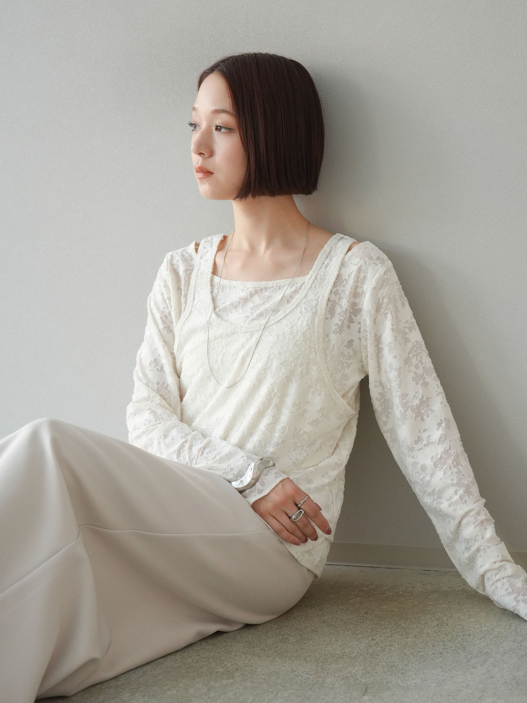 [予約]カットオフレイヤードスカート/アイボリー