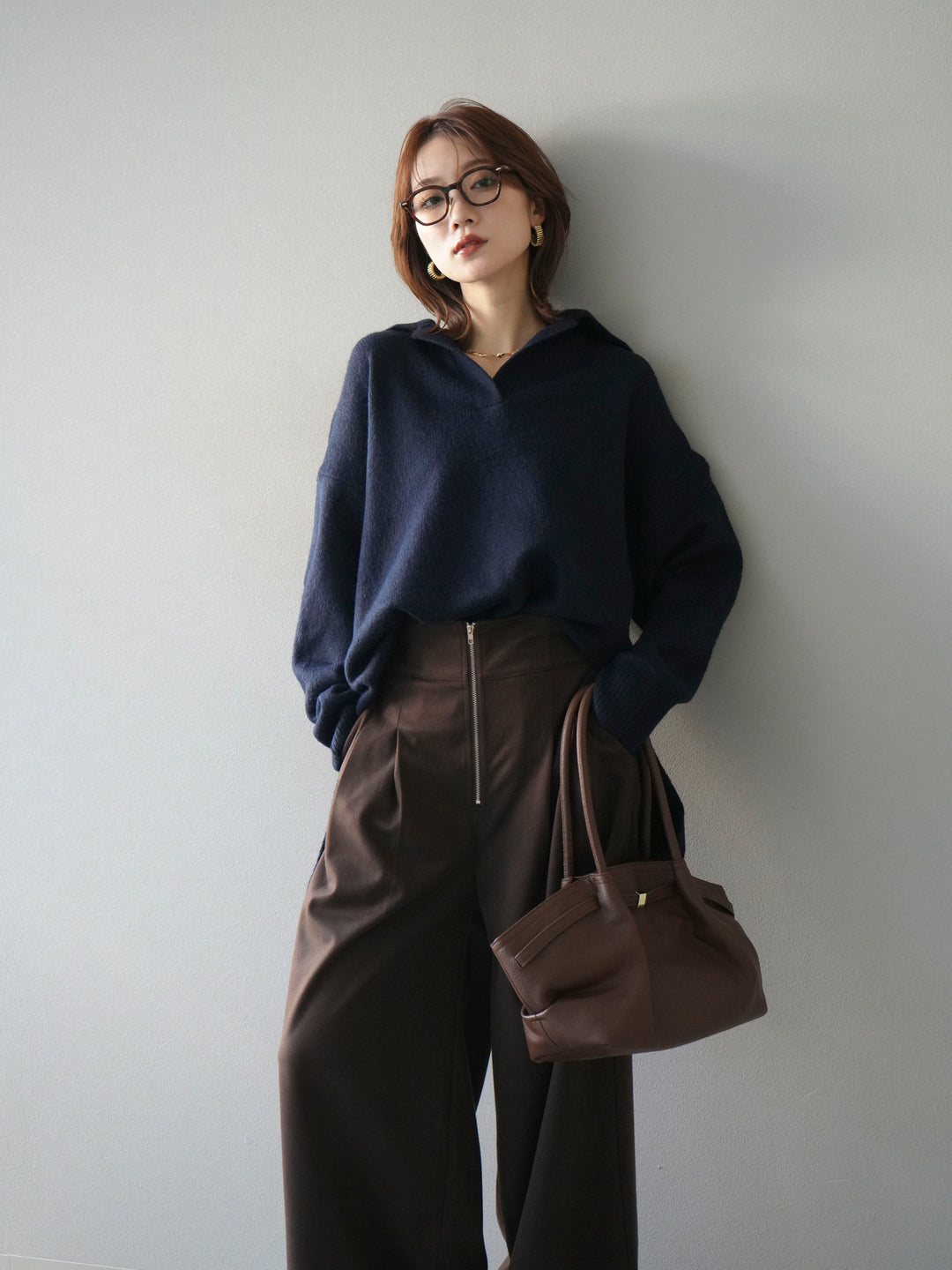 [SET]スキッパーオーバーニットプルオーバー+選べるアクセセット(2set)