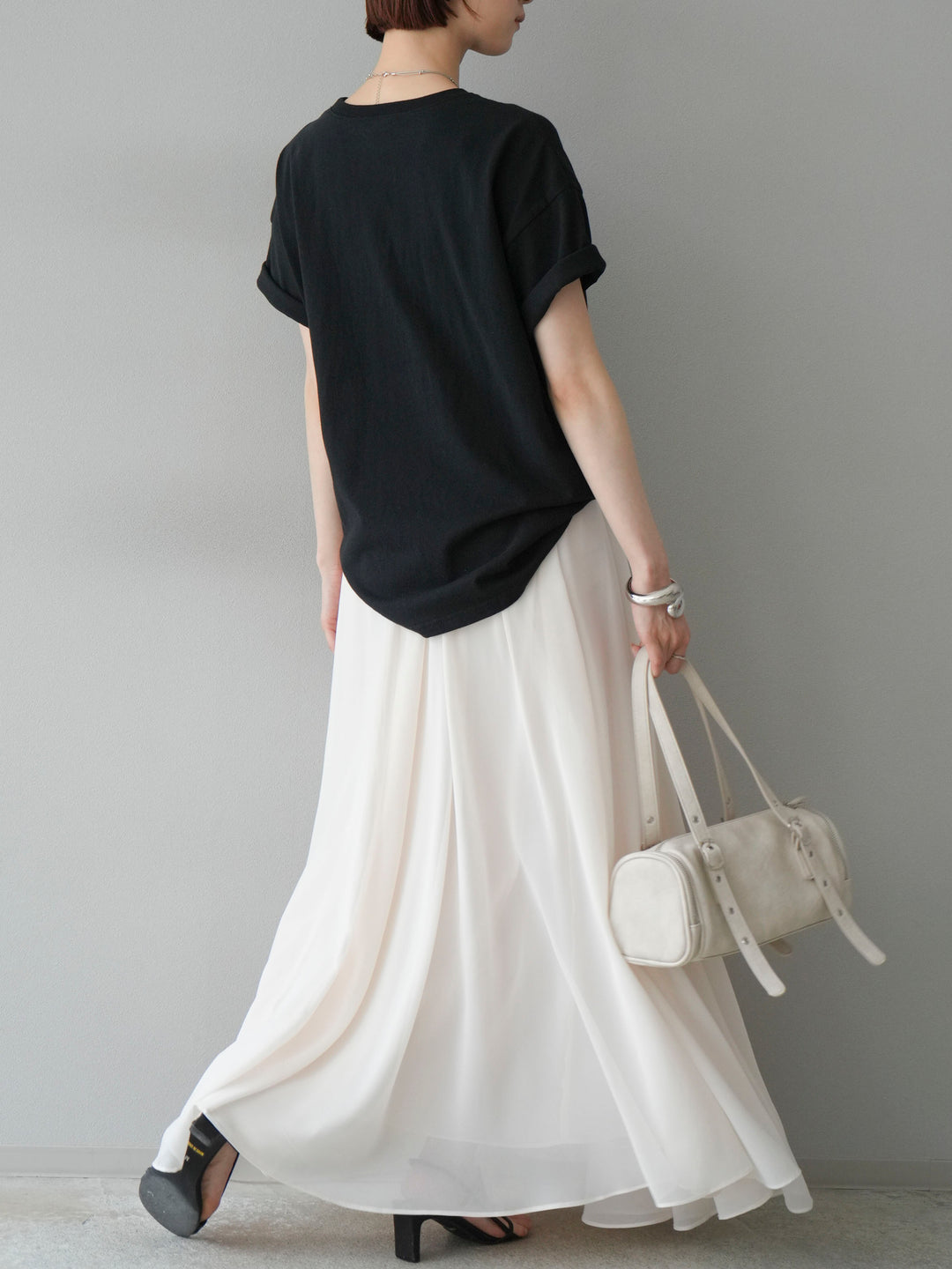 [予約]シフォンフレアスカート/アイボリー