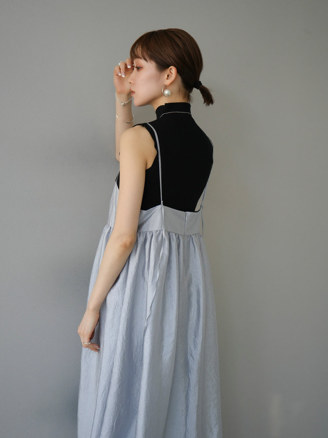 [Pre-order] Sheer Washer Volume Cami Dress/Gray