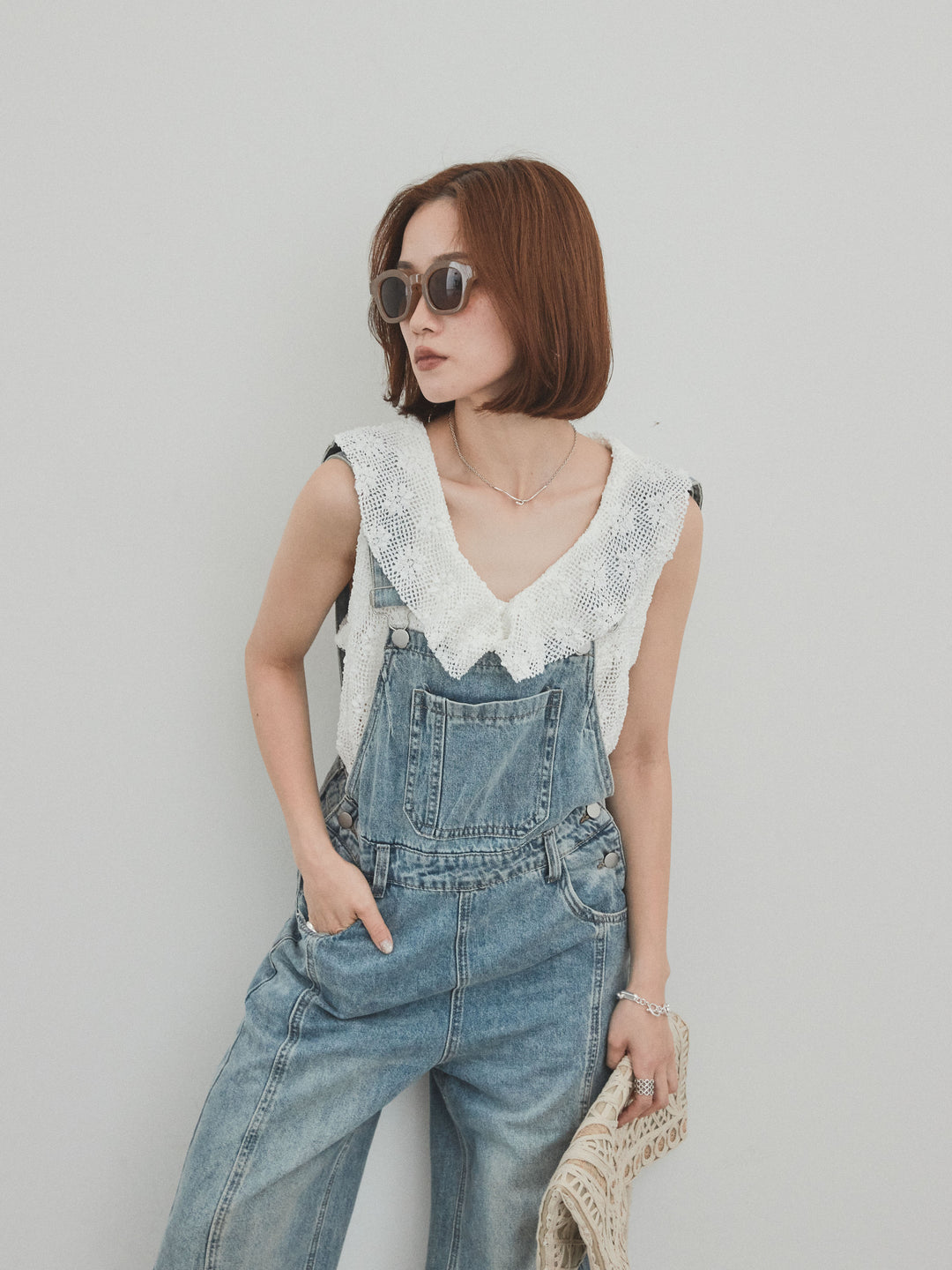 [套裝] 帶紗荷葉邊無袖上衣 + 帶紗荷葉邊無袖上衣 (2套)