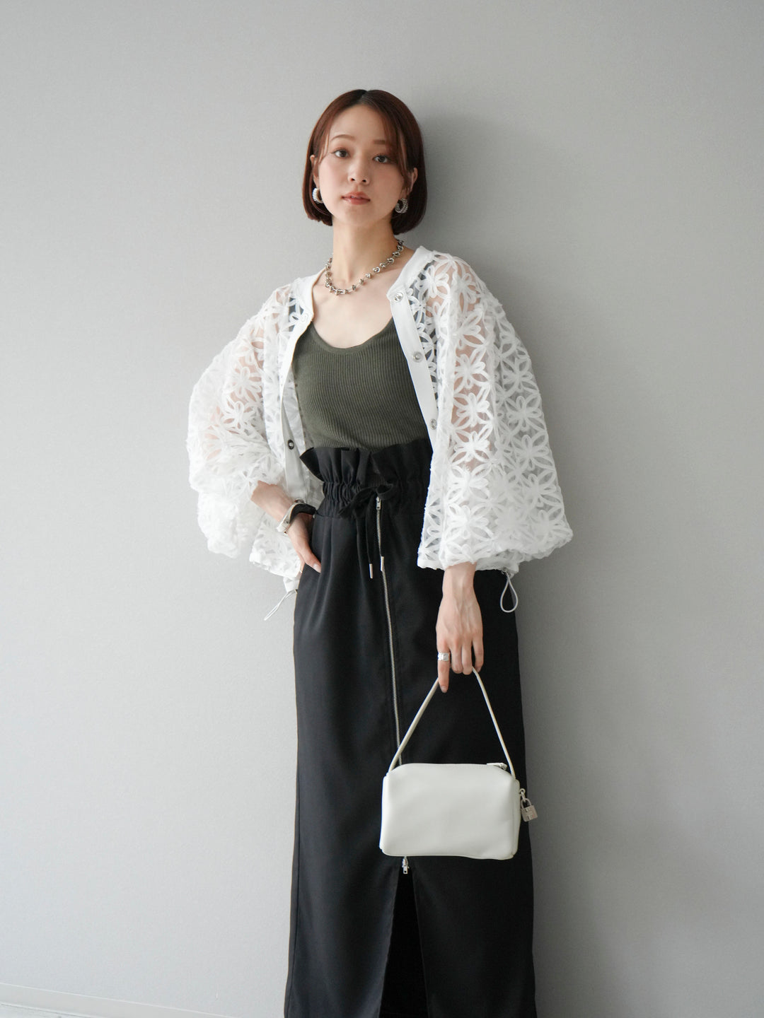 [予約]テープレースシアーブルゾン/オフホワイト